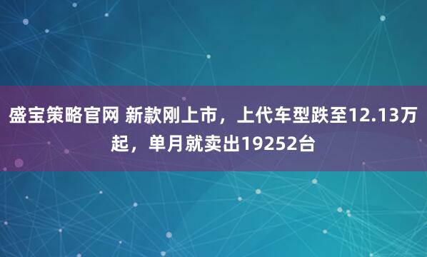 盛宝策略官网 新款刚上市，上代车型跌至12.13万起，单月就卖出19252台