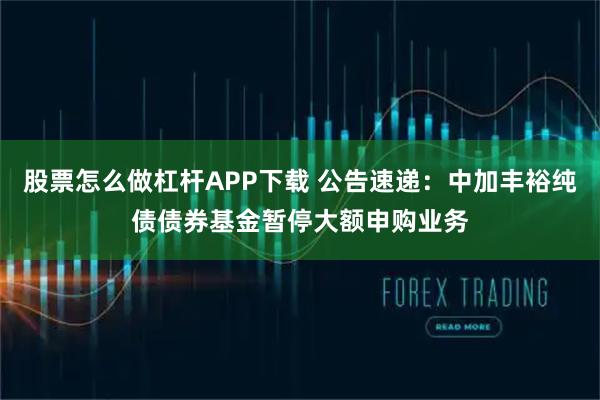 股票怎么做杠杆APP下载 公告速递：中加丰裕纯债债券基金暂停大额申购业务