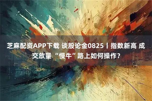 芝麻配资APP下载 谈股论金0825丨指数新高 成交放量 “慢牛”路上如何操作？